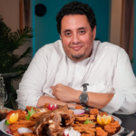 Mohammed Al-Aidaroos dining at a top Jeddah restaurant - Saudi food influencer